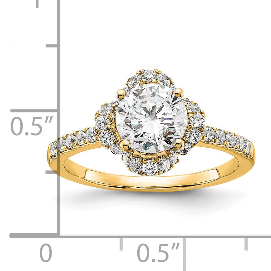 14k Yellow Gold Lab Grown Diamond VS/SI+ G+ Round Engagement. Ring