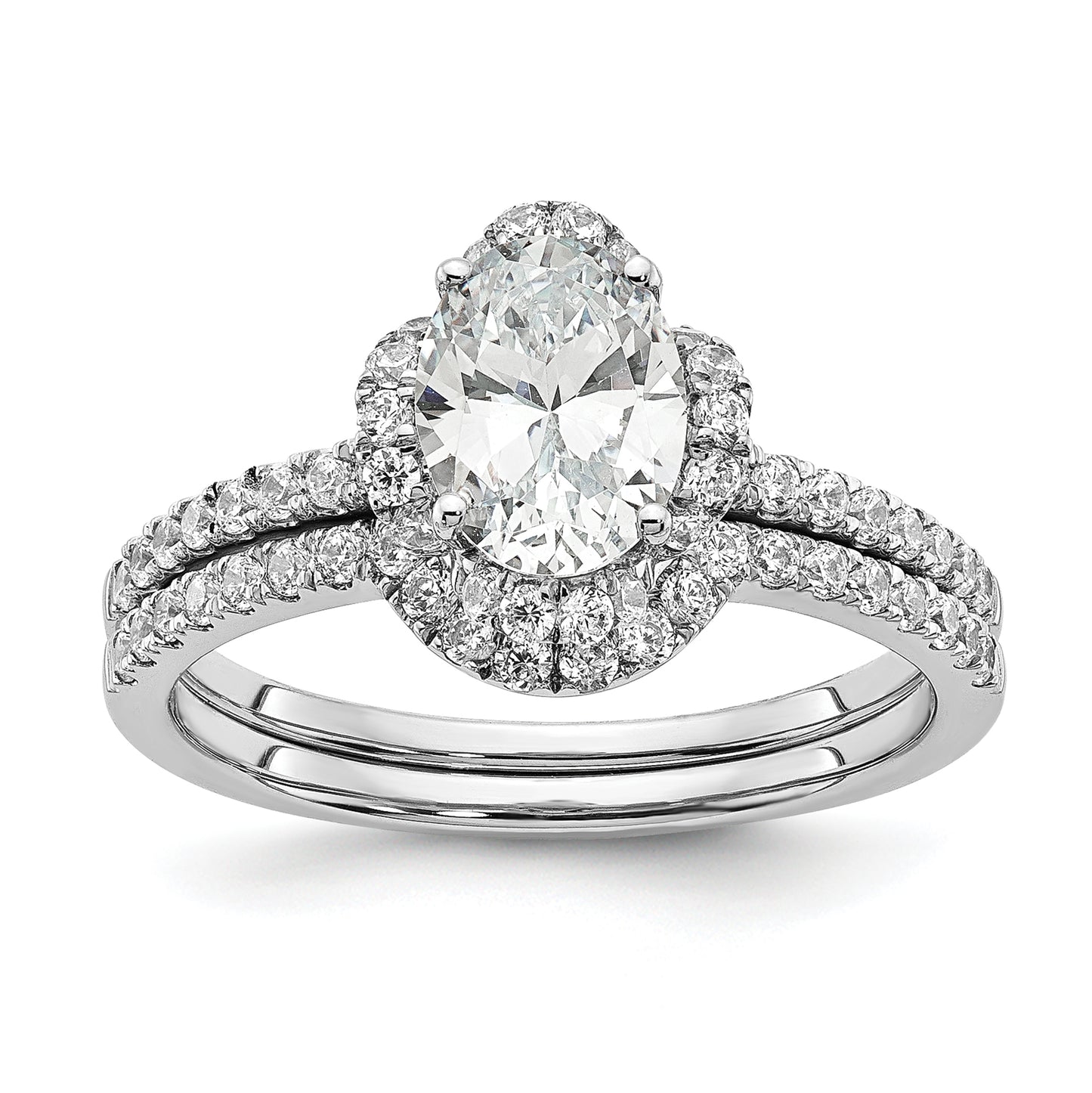 14K White Gold Lab Grown Diamond VS/SI+ G+ Oval Engagement. Ring