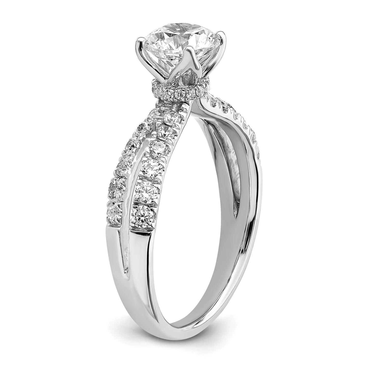 14k White Gold 5/8 Ct. Lab Grown Diamond VS/SI+ G+ 1 Ct. Center Round Engagement Ring