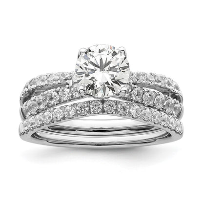 14k White Gold 5/8 Ct. Lab Grown Diamond VS/SI+ G+ 1 Ct. Center Round Semi Mount Engagement Ring