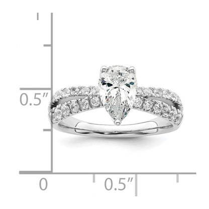 14k White Gold 5/8 Ct. Lab Grown Diamond VS/SI+ G+ 1 Ct. Center Pear Engagement Ring