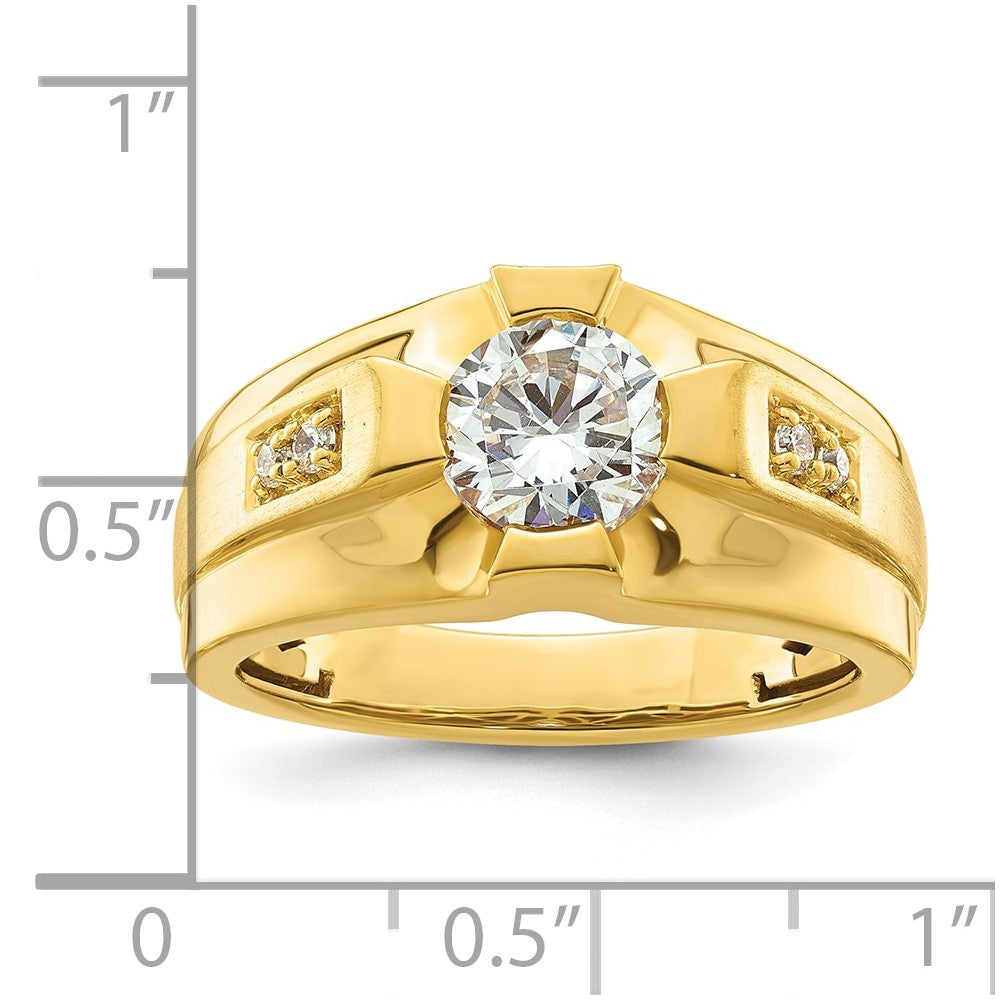 14k Yellow Gold 1/15 Ct. Lab Grown Diamond VS/SI+ G+ Semi Mount Men's Ring