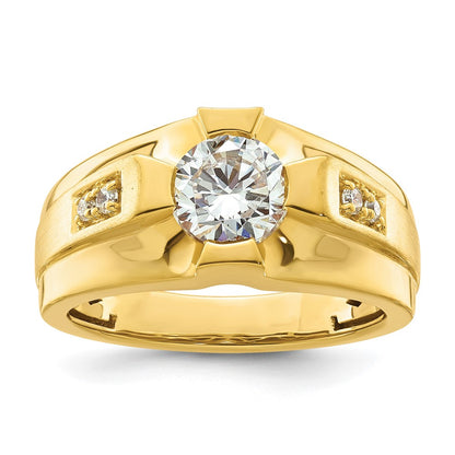 14k Yellow Gold 1/15 Ct. Lab Grown Diamond VS/SI+ G+ Semi Mount Men's Ring