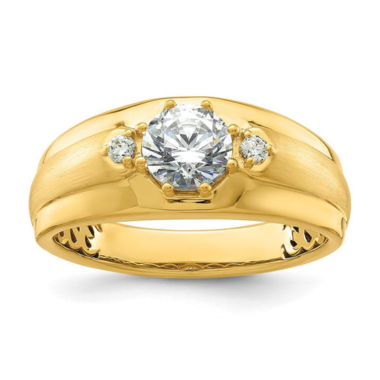 14k Yellow Gold 1 1/15 Ct. Lab Grown Diamond VS/SI+ G+ Complete Men's Ring