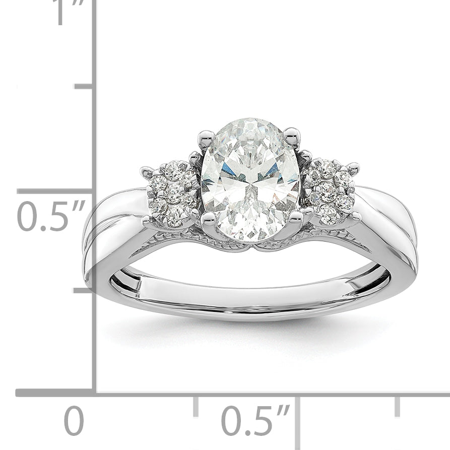 14k White Gold 1/5 Ct. Lab Grown Diamond VS/SI+ G+ 1 Ct. Center Oval Engagement Ring