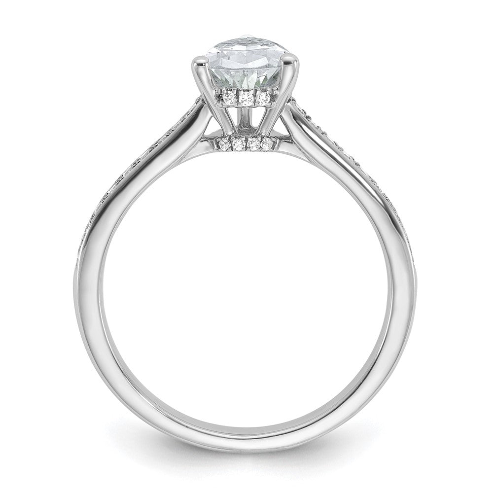 14K White Gold True Origin 1/4 Carat Lab Grown Diamond Vs D E F Semi Mount Pear Engagement Ring