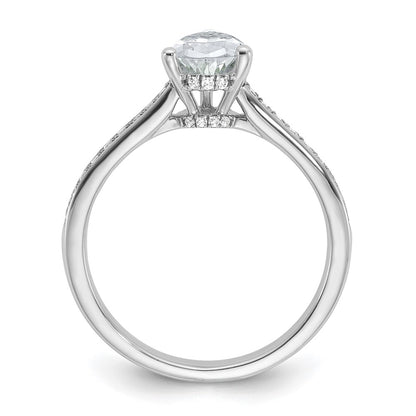 14K White Gold True Origin 1/4 Carat Lab Grown Diamond Vs D E F Semi Mount Pear Engagement Ring
