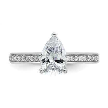14K White Gold True Origin 1/4 Carat Lab Grown Diamond Vs D E F Semi Mount Pear Engagement Ring