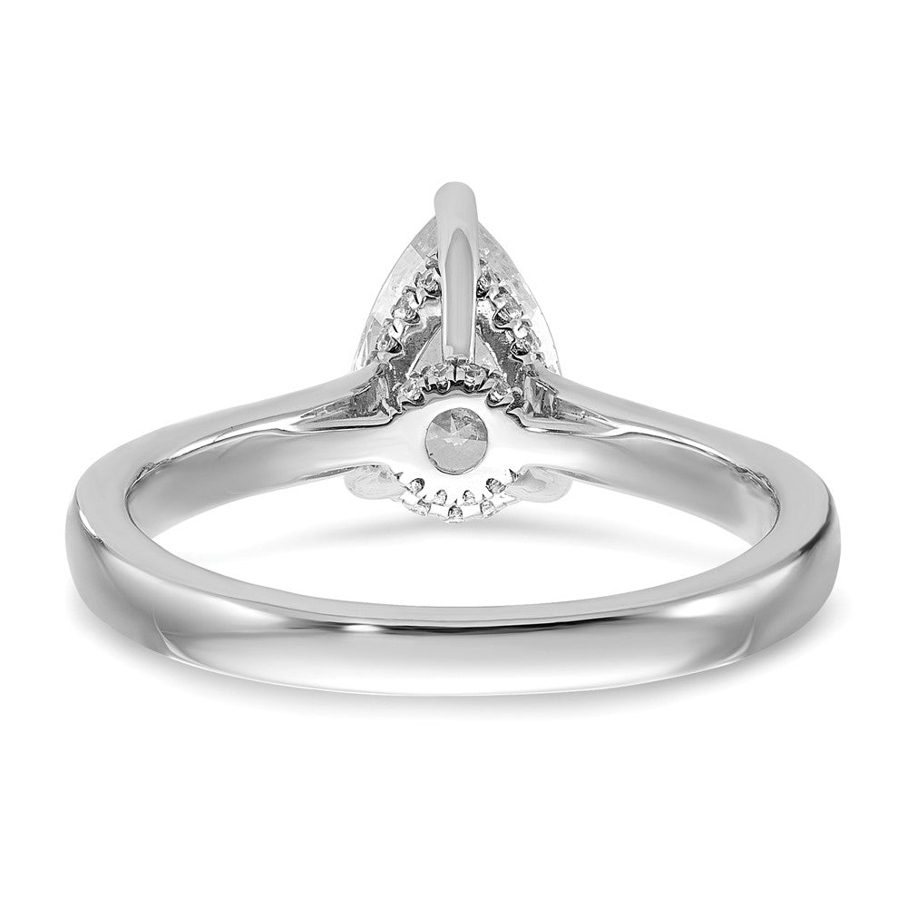 14K White Gold True Origin 1/4 Carat Lab Grown Diamond Vs D E F Semi Mount Pear Engagement Ring