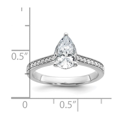 14K White Gold True Origin 1/4 Carat Lab Grown Diamond Vs D E F Semi Mount Pear Engagement Ring