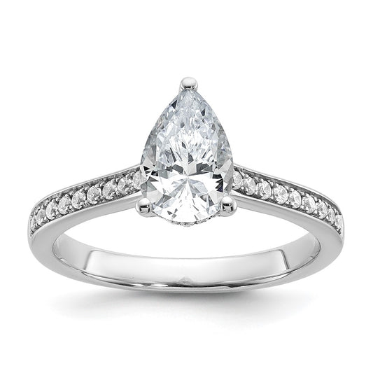 14K White Gold True Origin 1/4 Carat Lab Grown Diamond Vs D E F Semi Mount Pear Engagement Ring