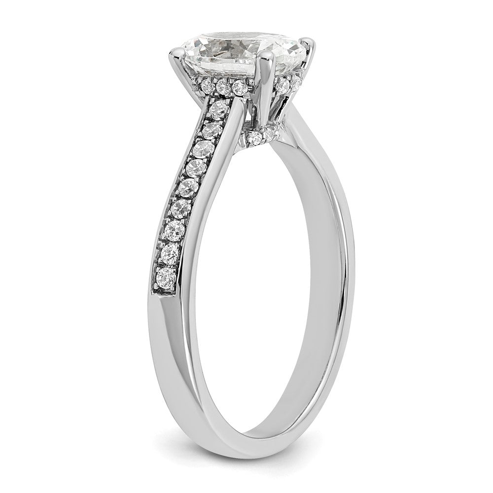 14K White Gold True Origin 1/5 Carat Lab Grown Diamond Vs D E F Semi Mount Oval Engagement Ring