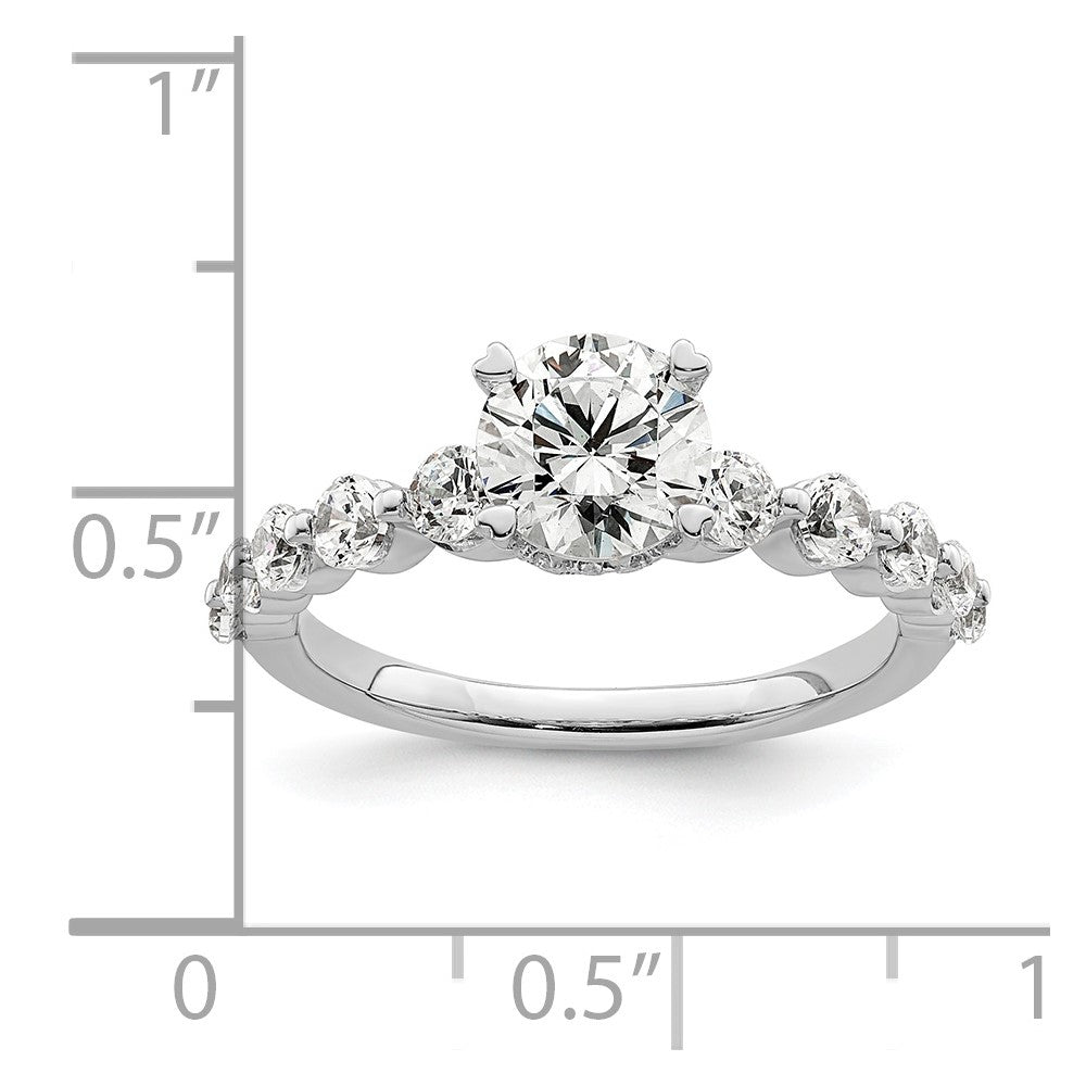 14k White Gold 3/4 Ct. Lab Grown Diamond VS/SI+ G+ 3/4 Ct. cetner Round Semi Mount Solitaire Engagement Ring