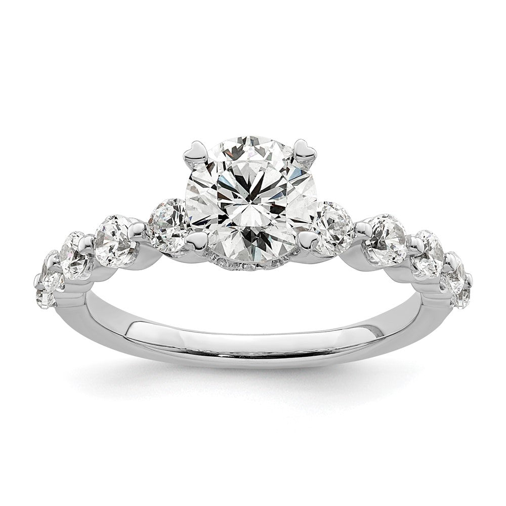14k White Gold 3/4 Ct. Lab Grown Diamond VS/SI+ G+ 3/4 Ct. cetner Round Semi Mount Solitaire Engagement Ring