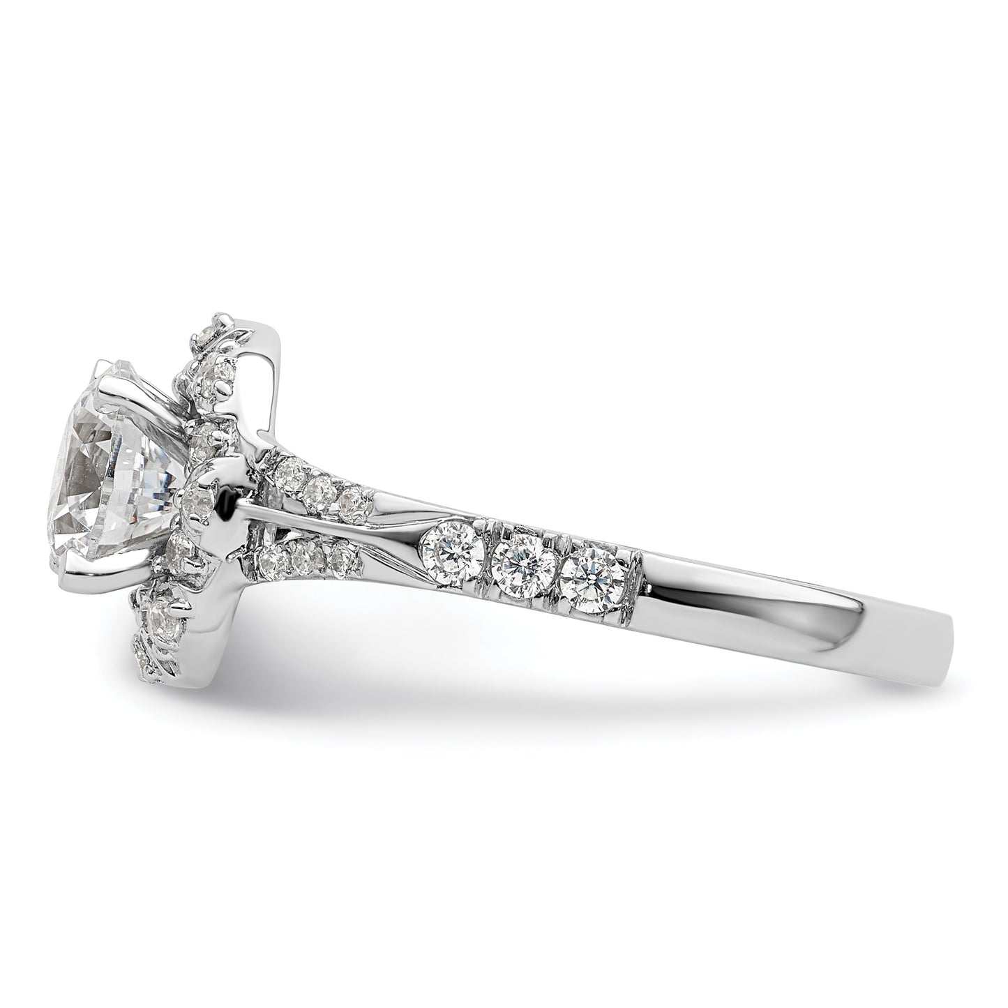 14k White Gold 1/3 Ct. Lab Grown Diamond VS/SI+ G+ 1 Ct. Center Round Halo Engagement Ring