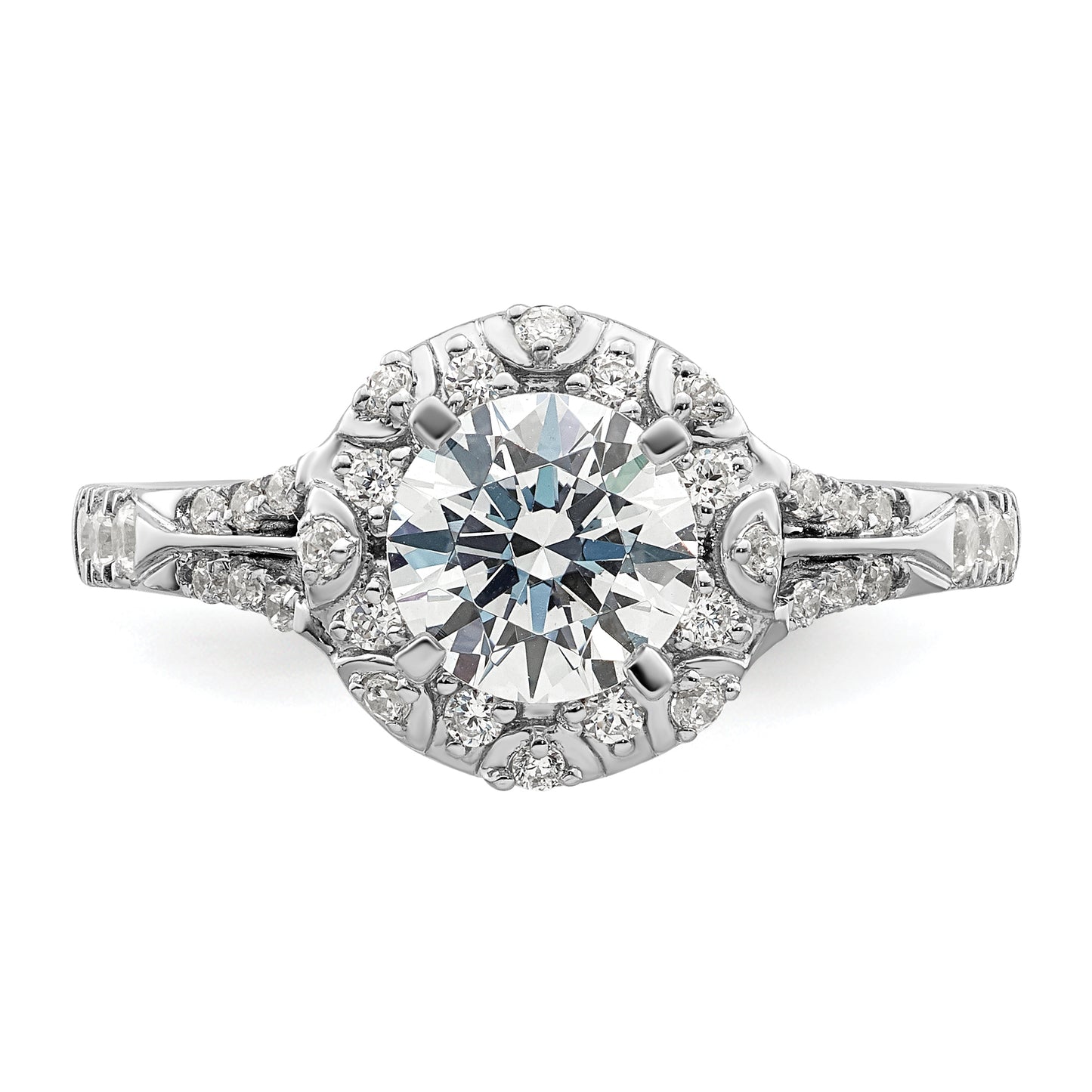 14k White Gold 1/3 Ct. Lab Grown Diamond VS/SI+ G+ 1 Ct. Center Round Halo Engagement Ring