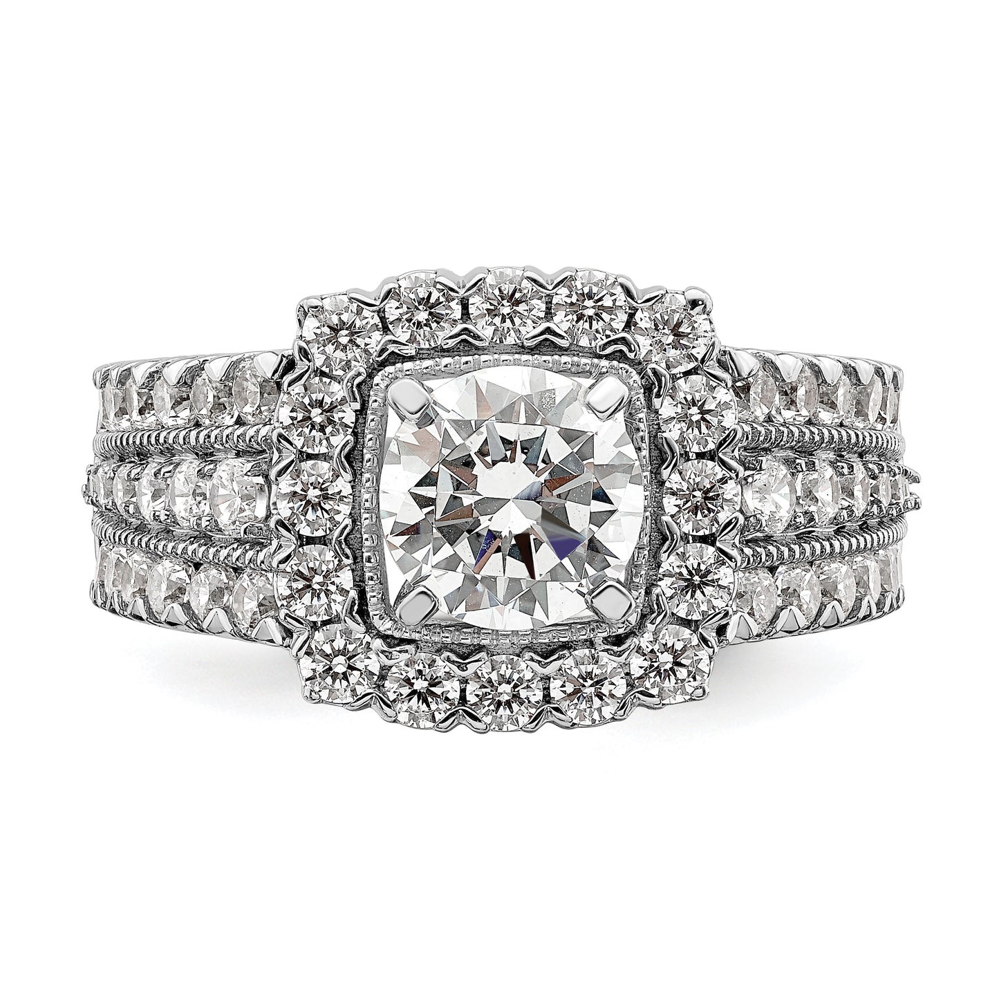 14k White Gold 1 1/3 Ct. Lab Grown Diamond VS/SI+ G+ 1 Ct. Center Round Engagement Ring