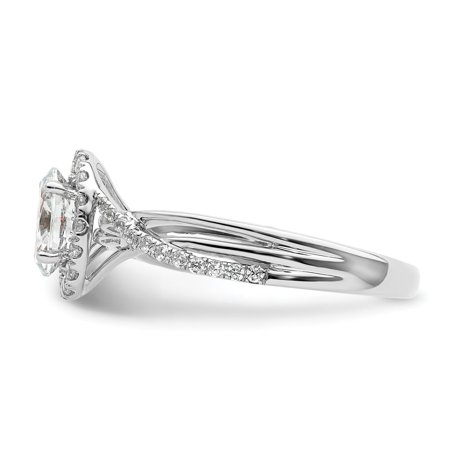 14k White Gold 1/4 Ct. Lab Grown Diamond VS/SI+ G+ 3/4 Ct. Center Round Bypass Engagement Ring