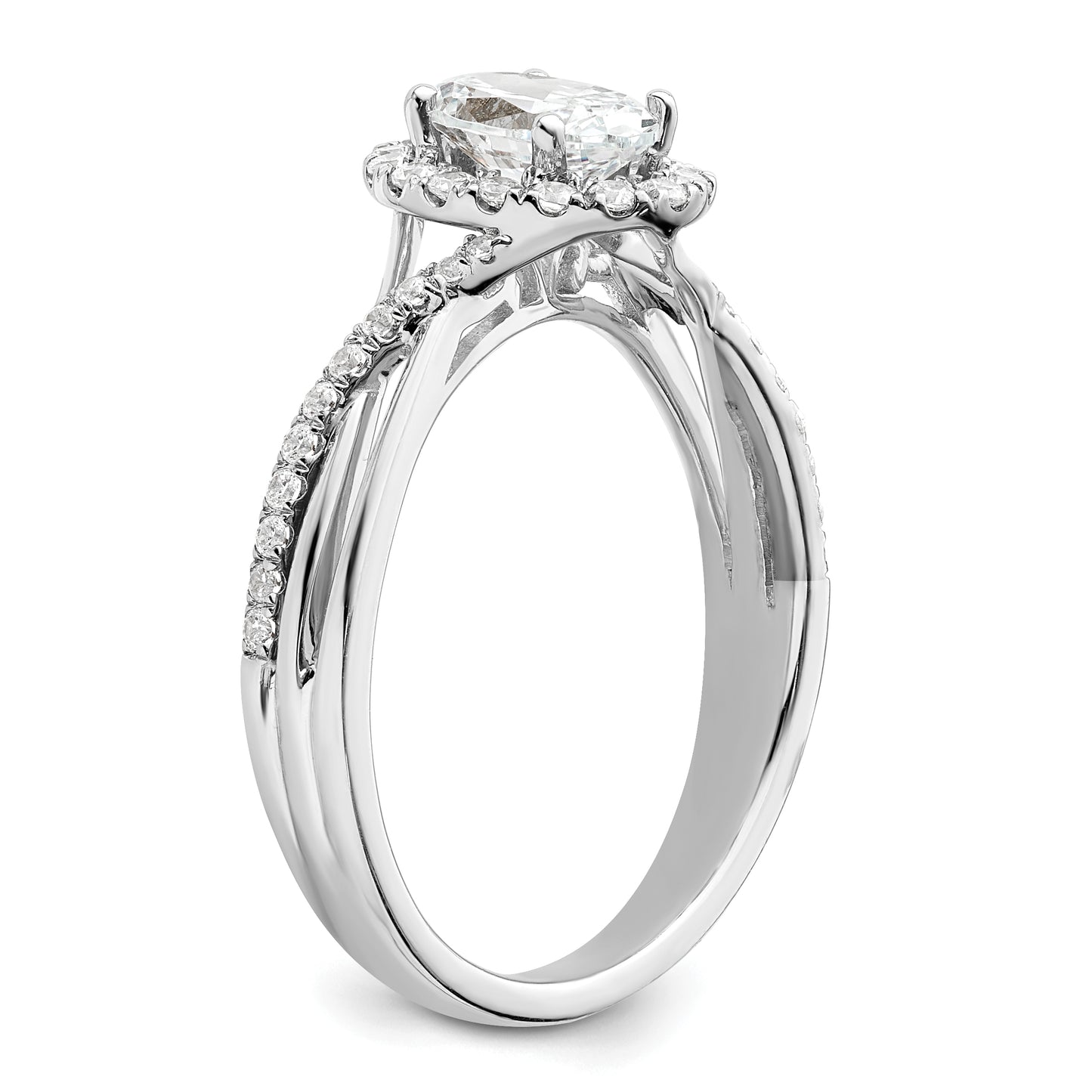 14k White Gold 1 Ct. Certified Lab Grown Diamond VS/SI+ G+ Round Bypass Engagement Ring