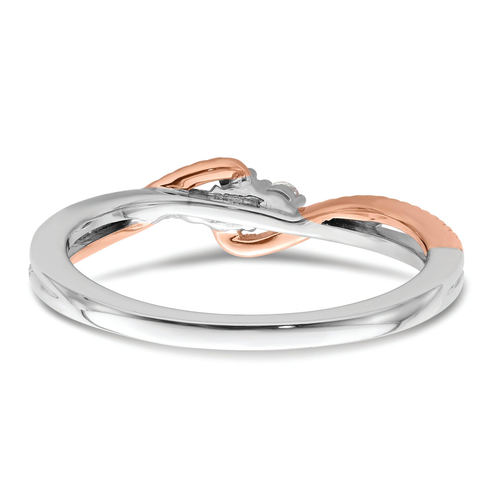 14K White/Rose Gold First Promise White And Rose 3 Stone 1/8 Carat Round Diamond Complete Promise/Engagement Ring