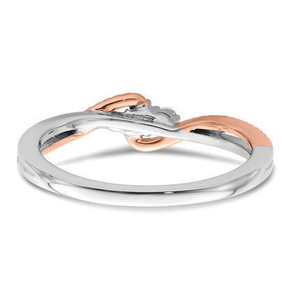 14K White/Rose Gold First Promise White And Rose 3 Stone 1/8 Carat Round Diamond Complete Promise/Engagement Ring