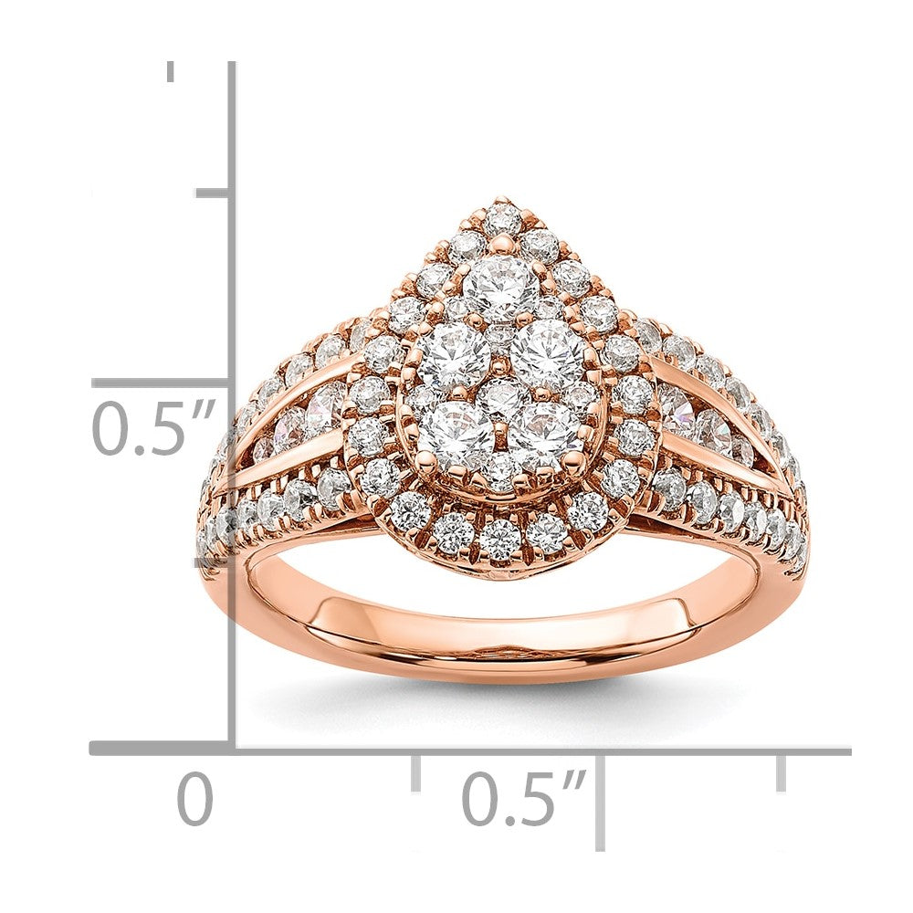 14k Rose Gold 1 1/4 Ct. Lab Grown Diamond VS/SI+ G+ Complete Cluster Engagement Ring