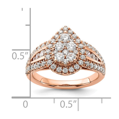 14k Rose Gold 1 1/4 Ct. Lab Grown Diamond VS/SI+ G+ Complete Cluster Engagement Ring