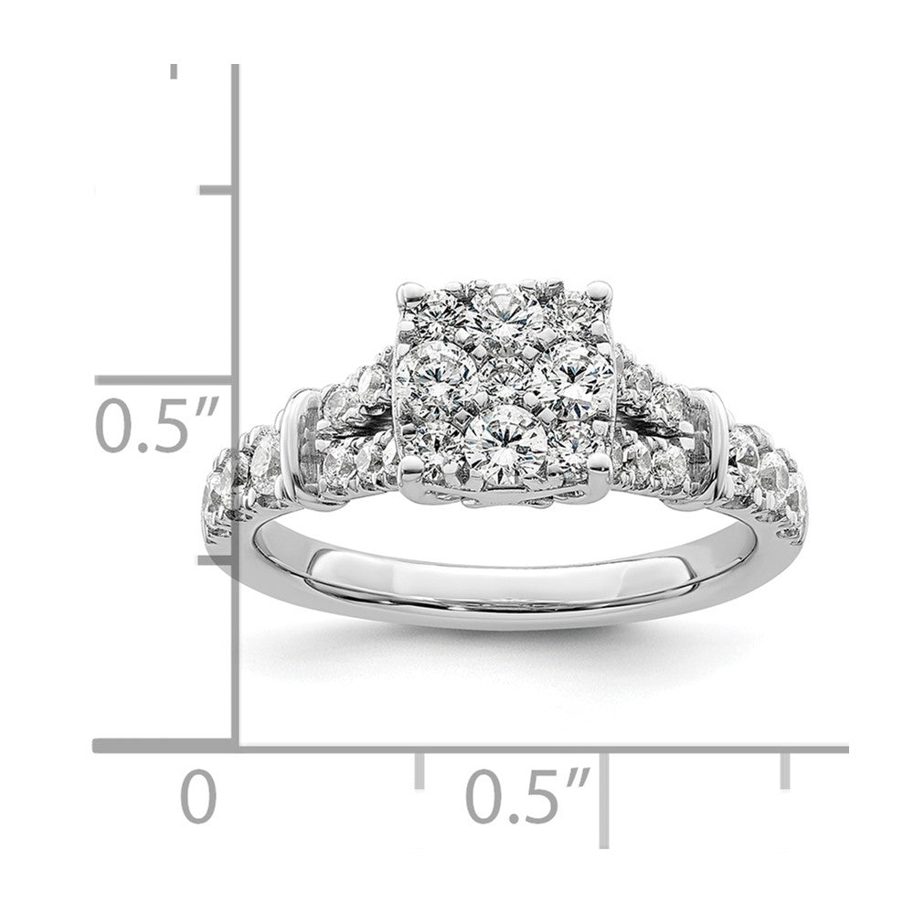 14k White Gold 1 Ct. Lab Grown Diamond VS/SI+ G+ Cluster Engagement Ring