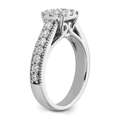 14k White Gold 1 Ct. Lab Grown Diamond VS/SI+ G+ Complete Cluster Engagement Ring
