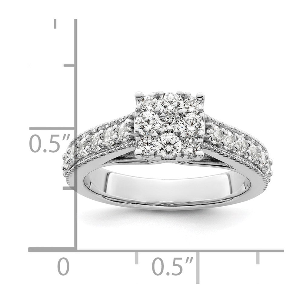 14k White Gold 1 Ct. Lab Grown Diamond VS/SI+ G+ Complete Cluster Engagement Ring