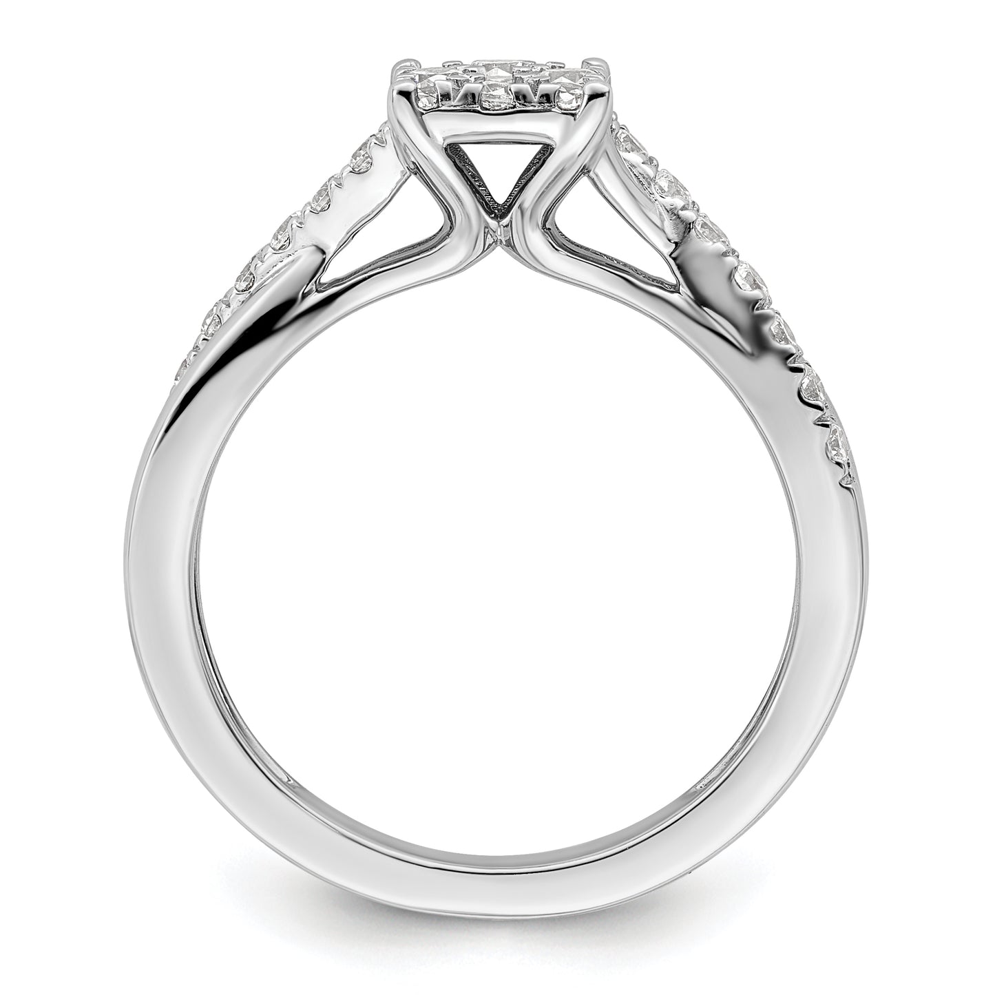 14k White Gold 1/2 Ct. Lab Grown Diamond VS/SI+ G+ Cluster Engagement Ring