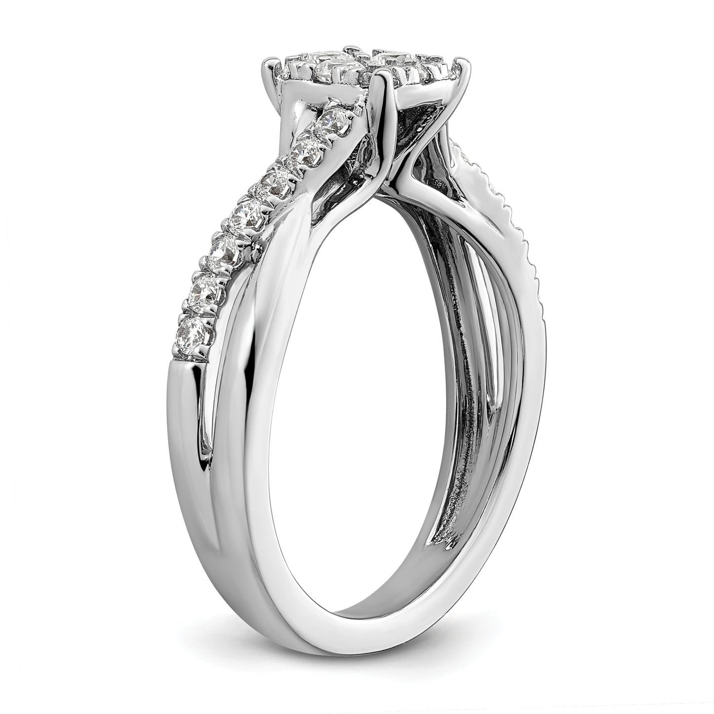 14k White Gold 1/2 Ct. Lab Grown Diamond VS/SI+ G+ Cluster Engagement Ring