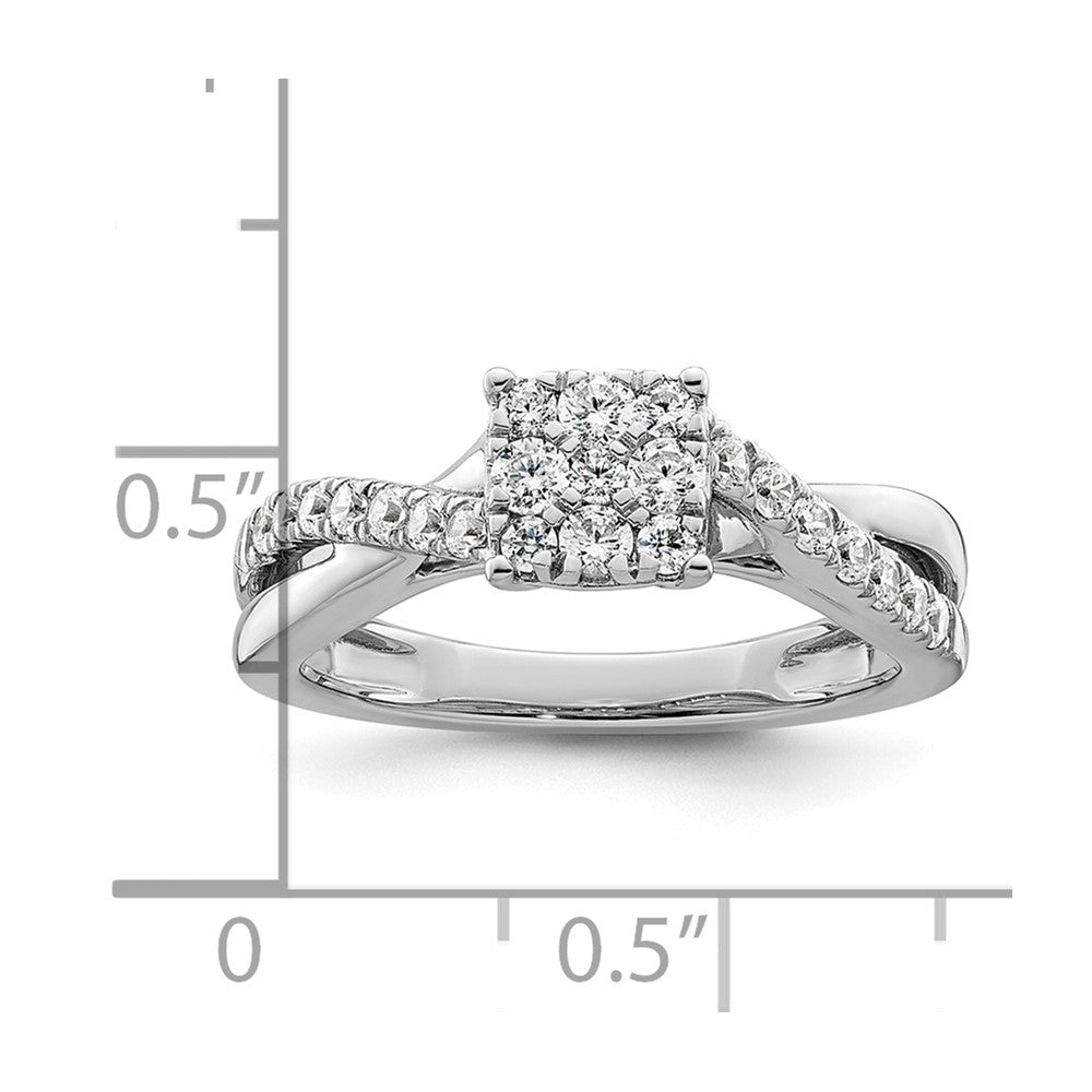 14k White Gold 1/2 Ct. Lab Grown Diamond VS/SI+ G+ Cluster Engagement Ring