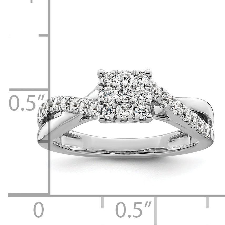 14k White Gold 1/2 Ct. Lab Grown Diamond VS/SI+ G+ Cluster Engagement Ring