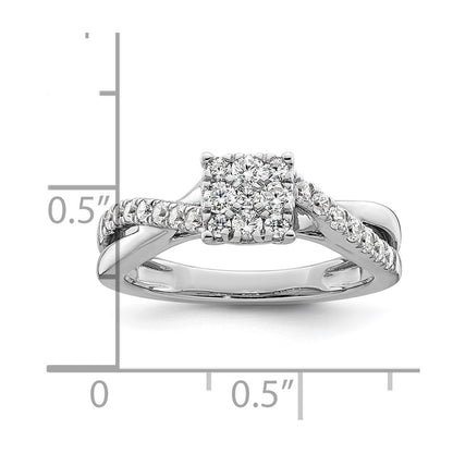 14k White Gold 1/2 Ct. Lab Grown Diamond VS/SI+ G+ Cluster Engagement Ring
