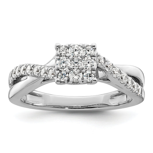 14k White Gold 1/2 Ct. Lab Grown Diamond VS/SI+ G+ Cluster Engagement Ring