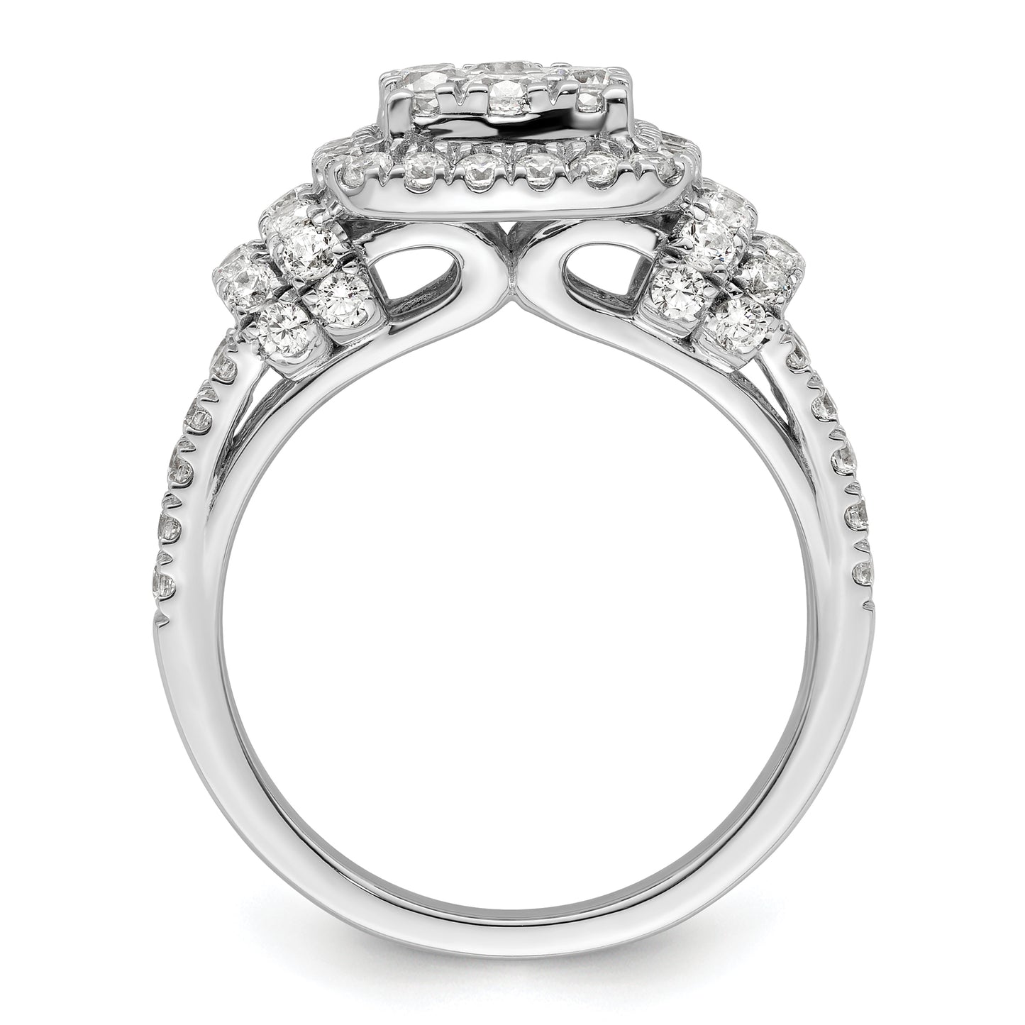 14k White Gold 1 1/2 Ct. Lab Grown Diamond VS/SI+ G+ Cluster Engagement Ring