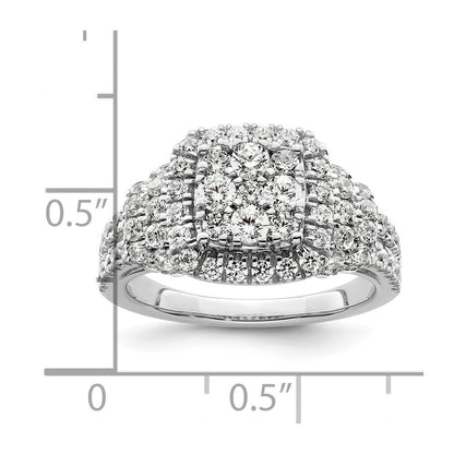 14k White Gold 1 1/2 Ct. Lab Grown Diamond VS/SI+ G+ Cluster Engagement Ring