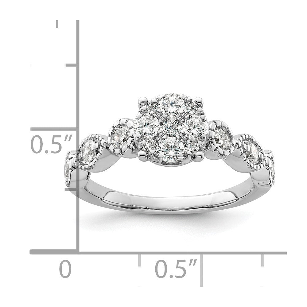 14k White Gold 3/4 Ct. Lab Grown Diamond VS/SI+ G+ Cluster Engagement Ring
