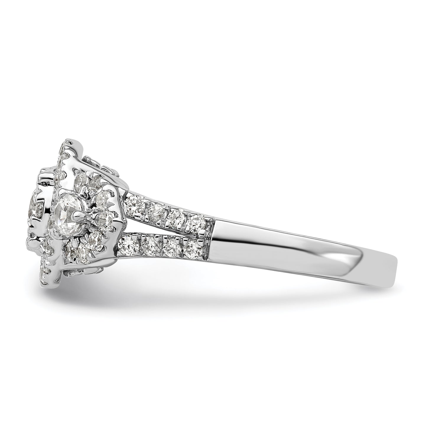 14k White Gold 1 Ct. Lab Grown Diamond VS/SI+ G+ Cluster Engagement Ring