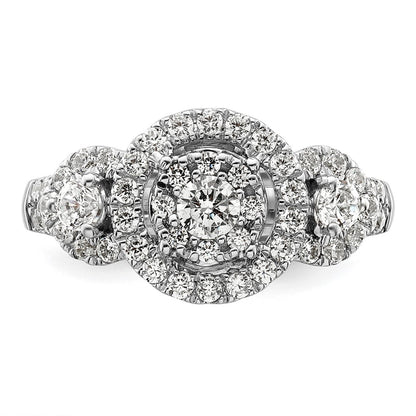 14k White Gold 1 Ct. Lab Grown Diamond VS/SI+ G+ Cluster Engagement Ring