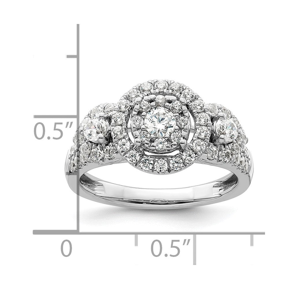 14k White Gold 1 Ct. Lab Grown Diamond VS/SI+ G+ Cluster Engagement Ring