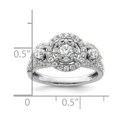14k White Gold 1 Ct. Lab Grown Diamond VS/SI+ G+ Cluster Engagement Ring