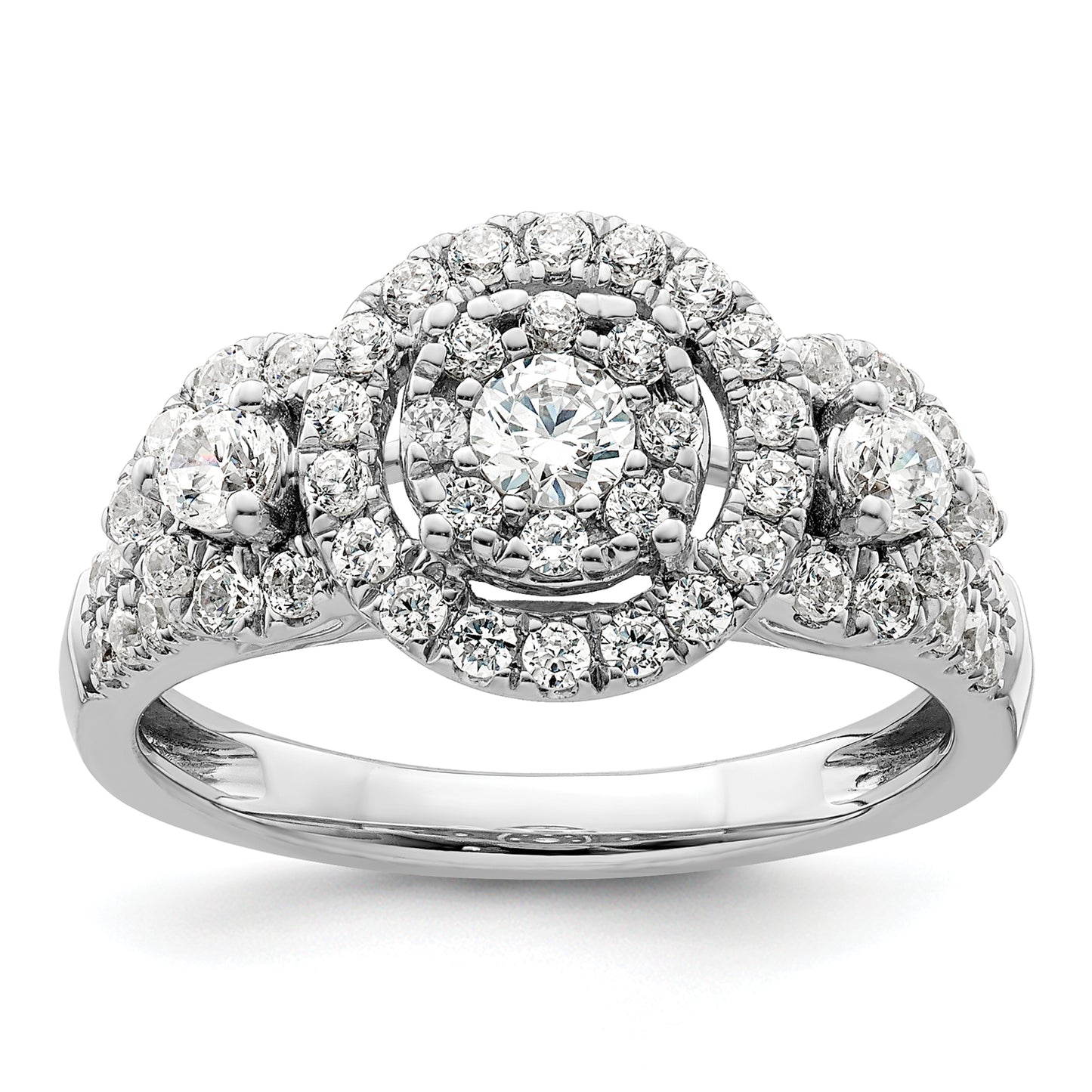 14k White Gold 1 Ct. Lab Grown Diamond VS/SI+ G+ Cluster Engagement Ring