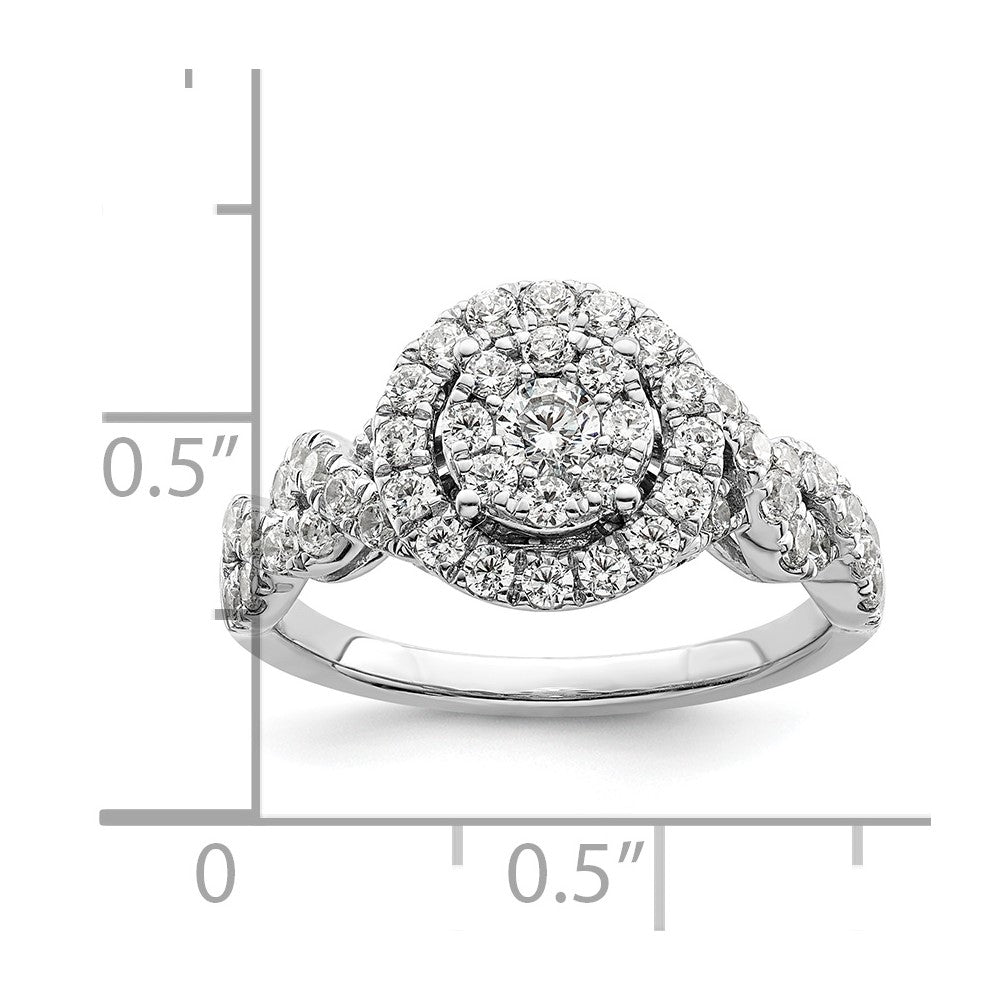 14k White Gold 1 Ct. Lab Grown Diamond VS/SI+ G+ Cluster Engagement Ring