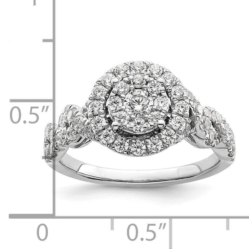 14k White Gold 1 Ct. Lab Grown Diamond VS/SI+ G+ Cluster Engagement Ring