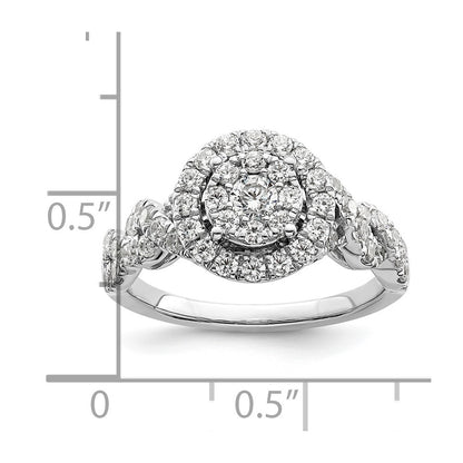 14k White Gold 1 Ct. Lab Grown Diamond VS/SI+ G+ Cluster Engagement Ring