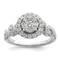 14k White Gold 1 Ct. Lab Grown Diamond VS/SI+ G+ Cluster Engagement Ring