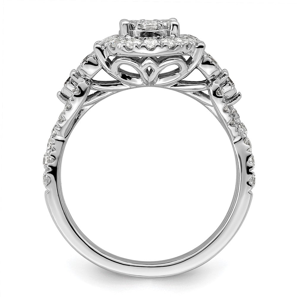 14k White Gold 1 Ct. Lab Grown Diamond VS/SI+ G+ Cluster Engagement Ring