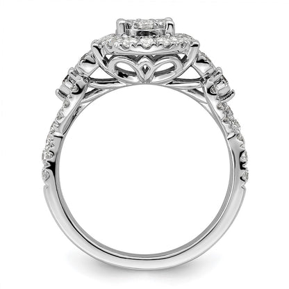 14k White Gold 1 Ct. Lab Grown Diamond VS/SI+ G+ Cluster Engagement Ring